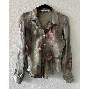 Vintage Jonathan Martin Top Womens XS/S Satiny Button Up Fairy Romantic 90's Y2K